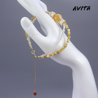 AVITA Caramel Pudding 80% OFF Quartz With Multiple Inclusions Bracelet Jewelry For Boosting Your Luck