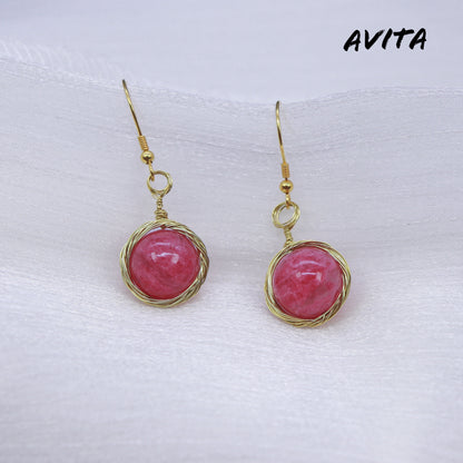 AVITA Elegant Life 60% OFF Rose Quartz Handmade Crystal Earrings For Energy Boost & Attracting Love