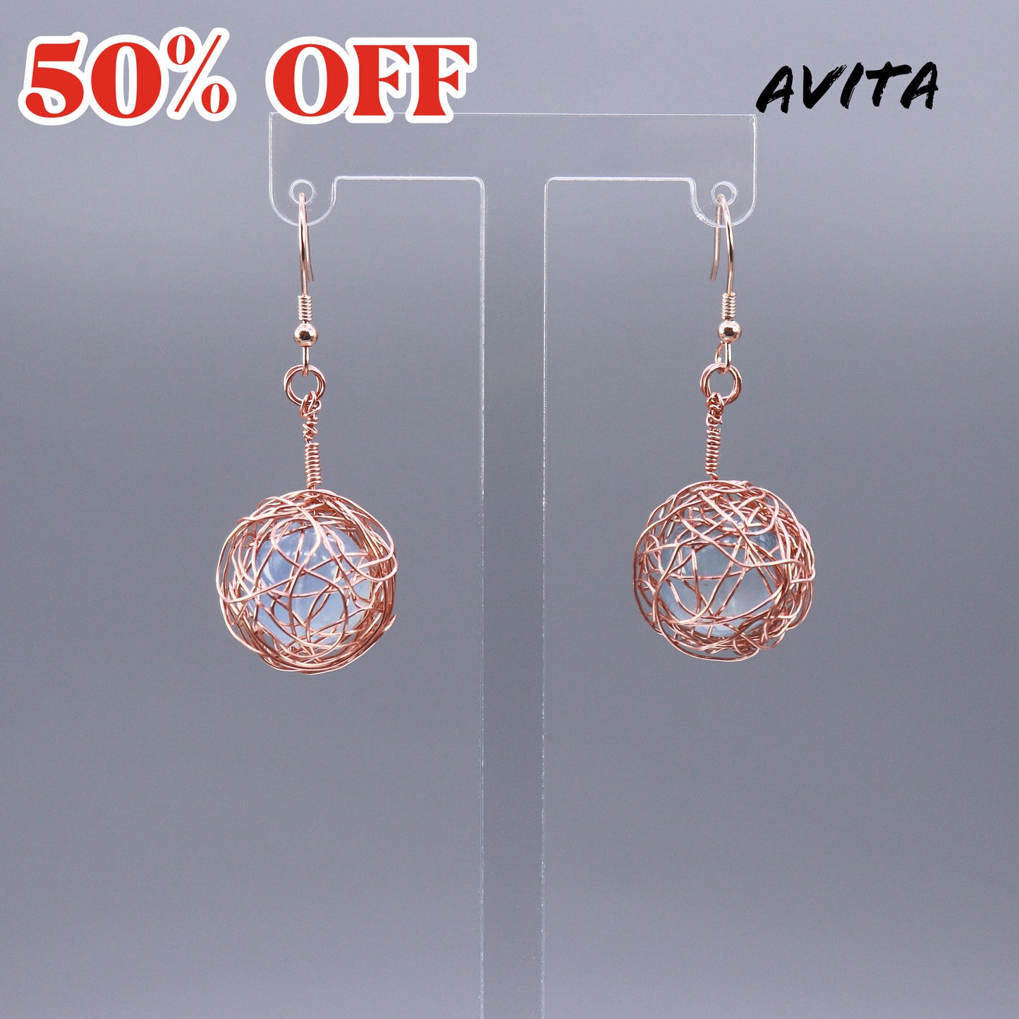 AVITA Freedom 50% OFF Aquamarine Handmade Crystal Earrings For Elevating Your Courage and Confidence