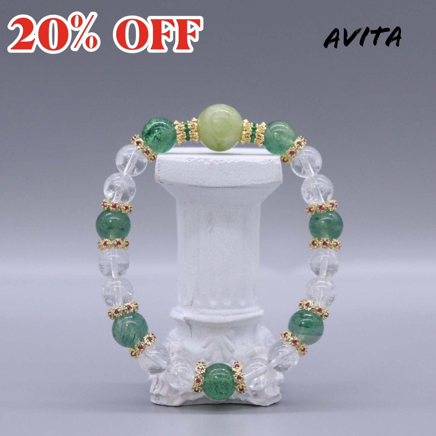 AVITA Ascendant Future 20% OFF Natural Prasem Quartz Bracelet Jewelry For Elevating Your Career