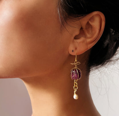 AVITA Elegant Life 60% OFF Lepidolite Handmade Crystal Earrings For Energy Boost & Attracting Wisdom