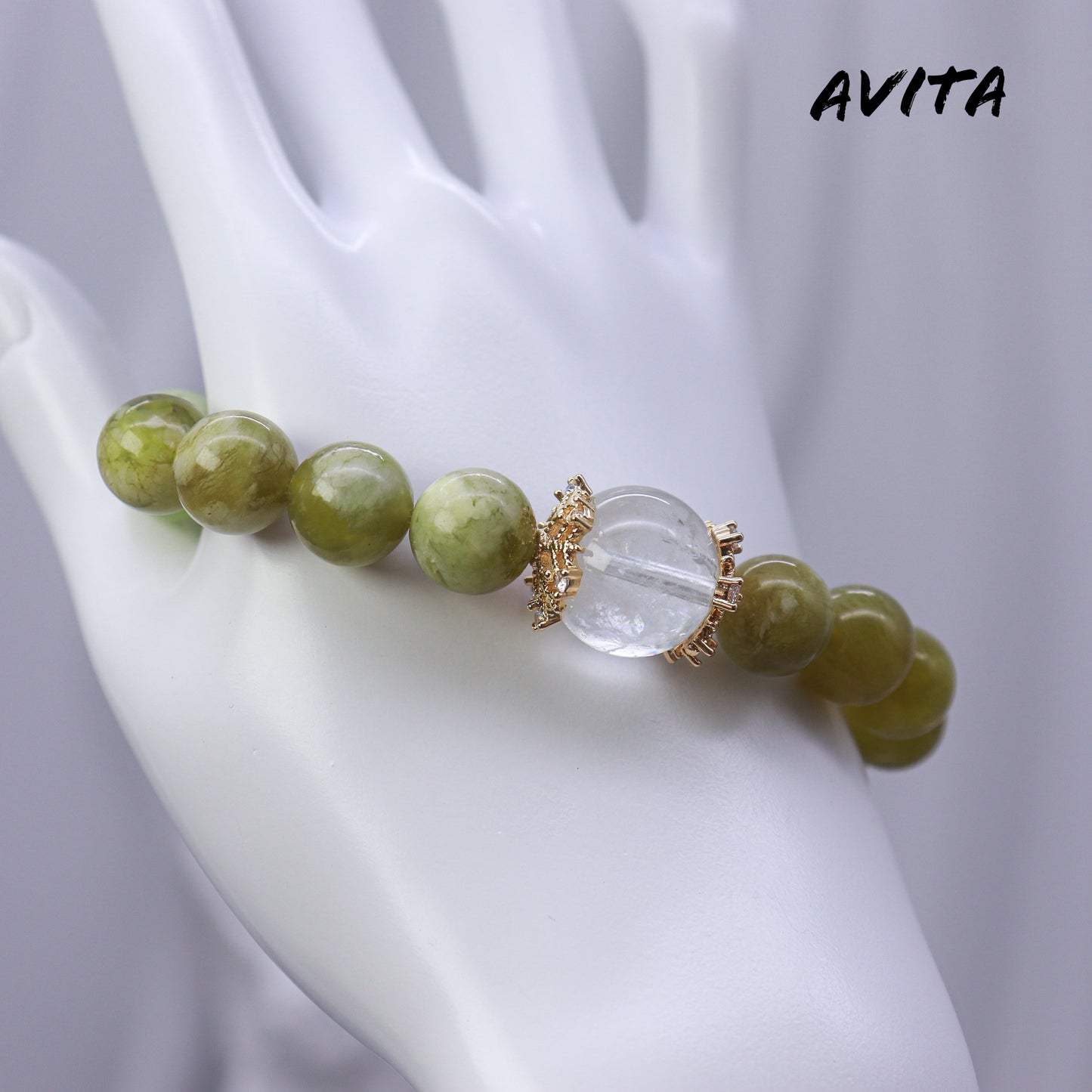 AVITA Source Of Life 20% OFF Natural Prasem Quartz Bracelet Jewelry For Elevating Your Career