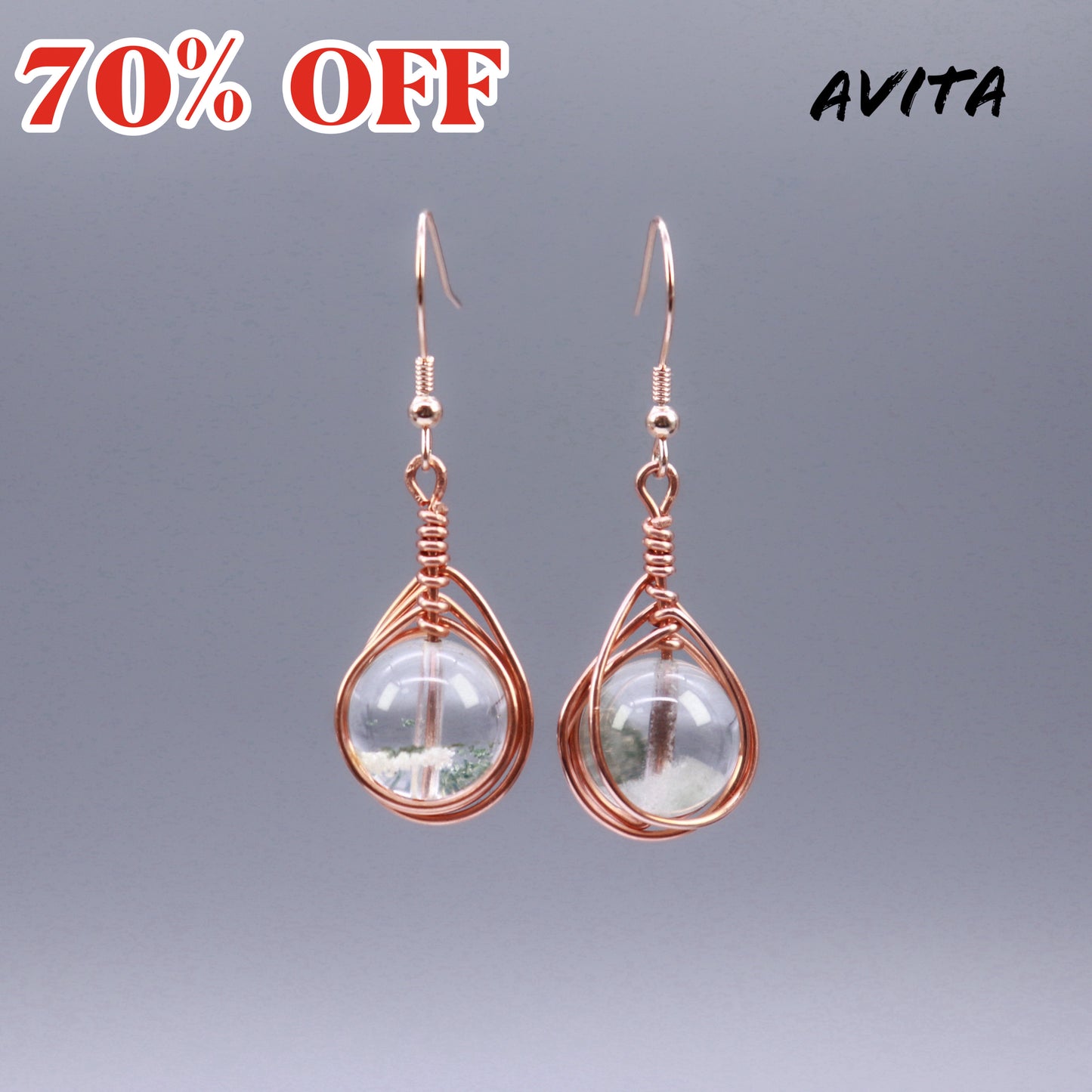 AVITA Angel's Tears 70% OFF Flower Phantom Quartz Handmade Crystal Earrings For Elevating Your Career