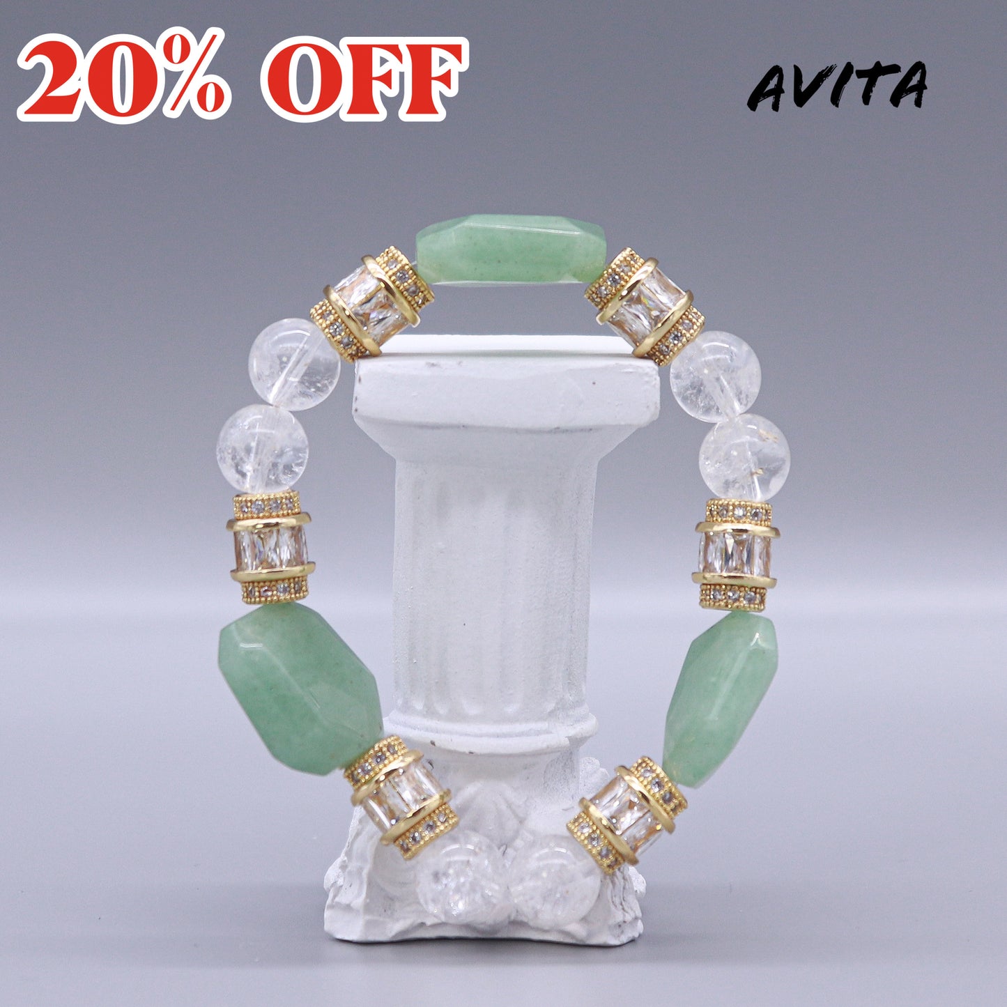 AVITA Oriental Nobleman 20% OFF Natural Prasem Quartz Bracelet Jewelry For Elevating Your Career