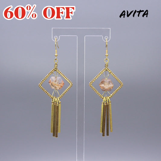 AVITA Elegant Life 60% OFF Flower Phantom Quartz Handmade Crystal Earrings For Energy Boost & Attracting Wisdom