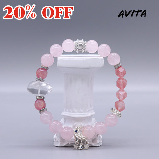 AVITA Love Under The Moon 20% OFF Natural Pink Crystal Bracelet Jewelry For Energy Boost & Attracting Love