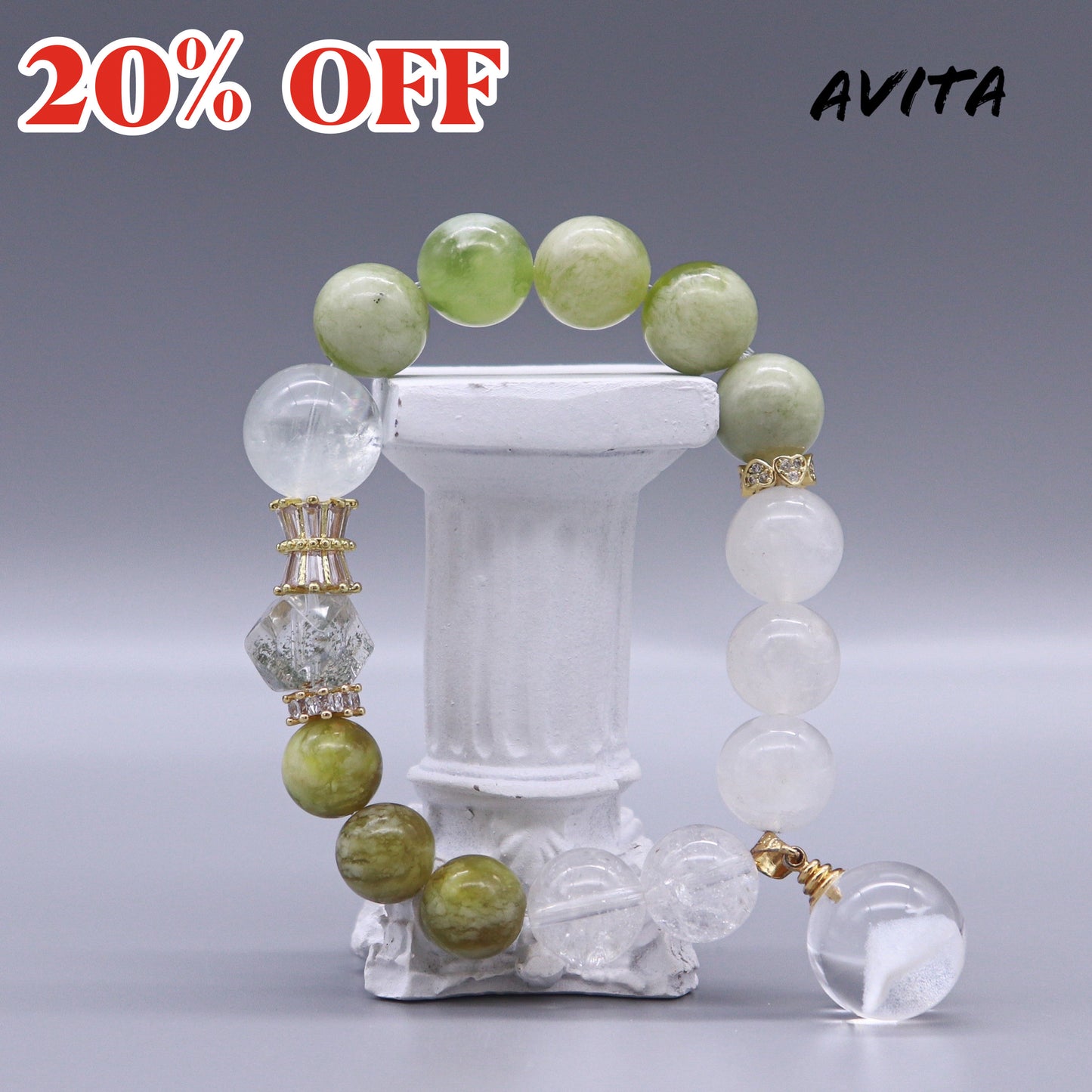 AVITA Pinnacle Of Career 20% OFF Natural Prasem Quartz Bracelet Jewelry For Elevating Your Career