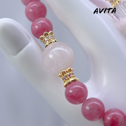 AVITA Rose Love 20% OFF Natural Pink Crystal Bracelet Jewelry For Energy Boost & Attracting Love