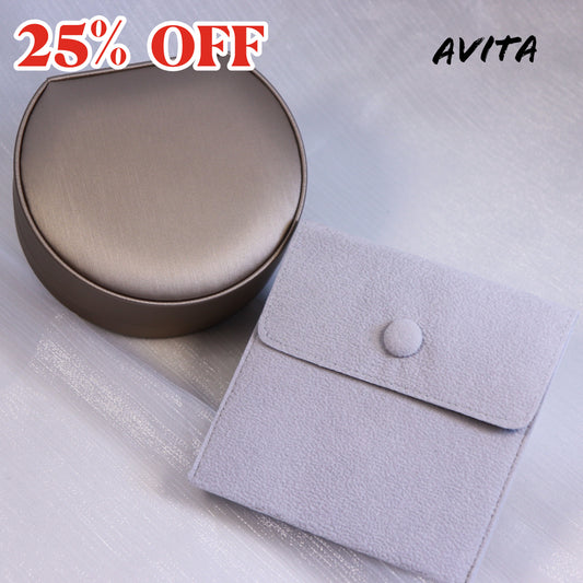 AVITA 25% OFF High Quality Champagne Gold Accessory Jewelry Gift Box & Flannel Grey Accessory Bag