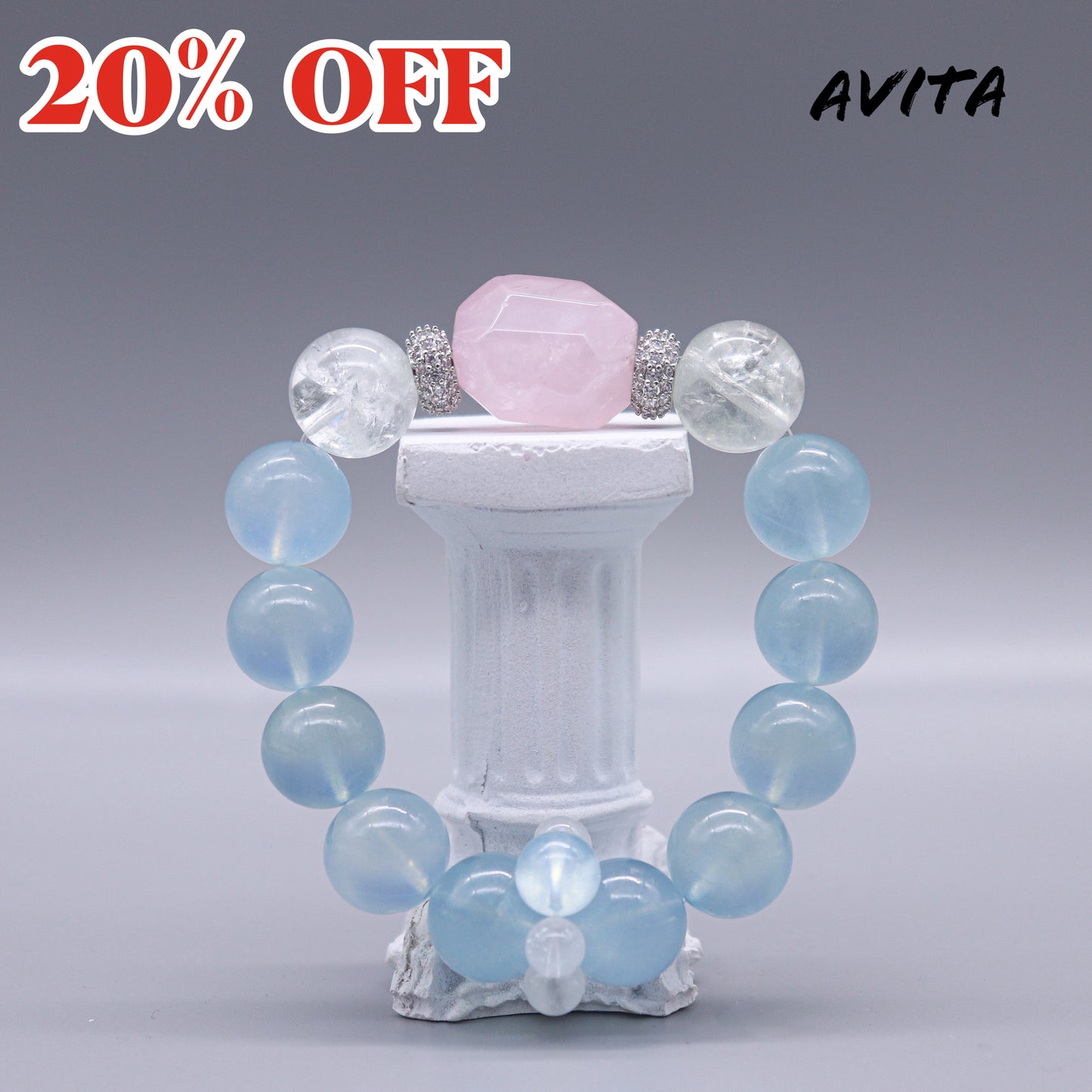 AVITA Ocean Kiss 20% OFF Natural Aquamarine Bracelet Jewelry For Elevating Your Courage and Confidence