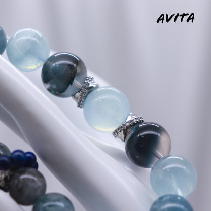 AVITA Blue Galaxy 20% OFF Natural Aquamarine Bracelet Jewelry For Elevating Your Courage and Confidence