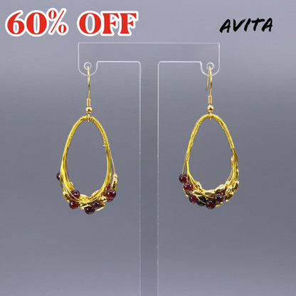 AVITA Elegant 60% OFF Garnet Handmade Crystal Earrings For Energy Boost & Becoming Beauty