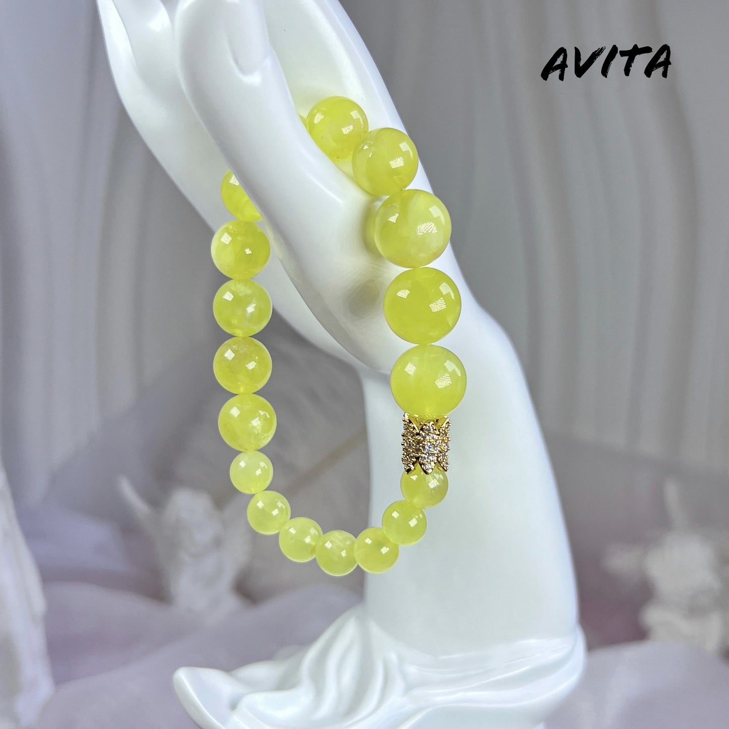 AVITA Destiny 20% OFF Natural Prehnite Bracelet Jewelry For Energy Boost & Attracting Wealth