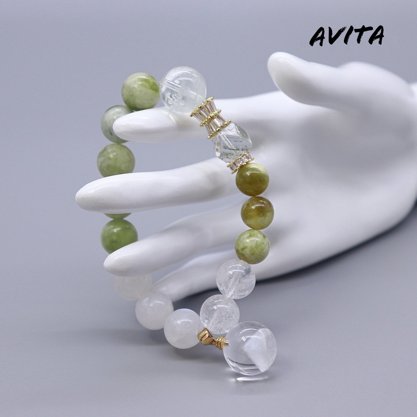 AVITA Pinnacle Of Career 20% OFF Natural Prasem Quartz Bracelet Jewelry For Elevating Your Career