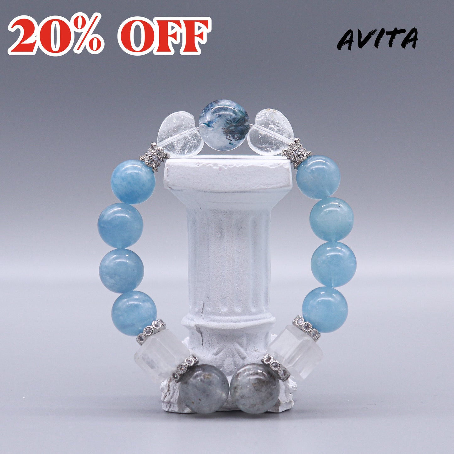 AVITA Heart To The Sea 20% OFF Natural Aquamarine Bracelet Jewelry For Elevating Your Courage and Confidence