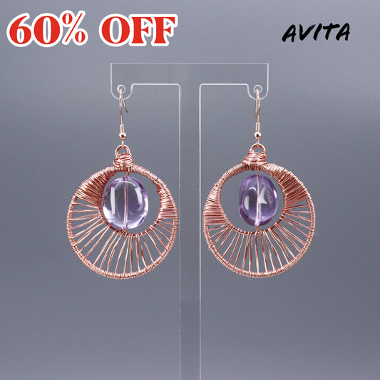 AVITA Elegant Life 60% OFF Amethyst Handmade Crystal Earrings For Energy Boost & Attracting Wisdom