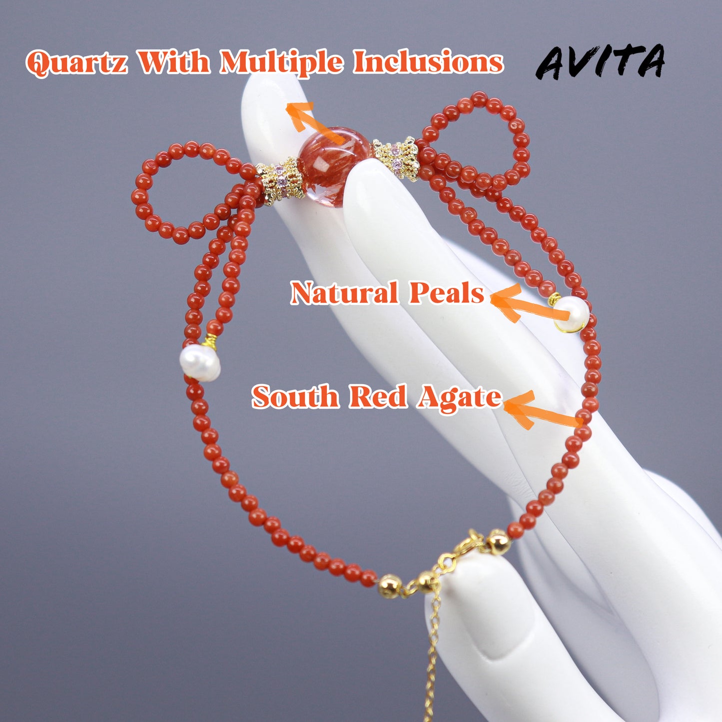 AVITA Red Velvet Cake 80% OFF Quartz With Multiple Inclusions Bracelet Jewelry For Boosting Your Luck