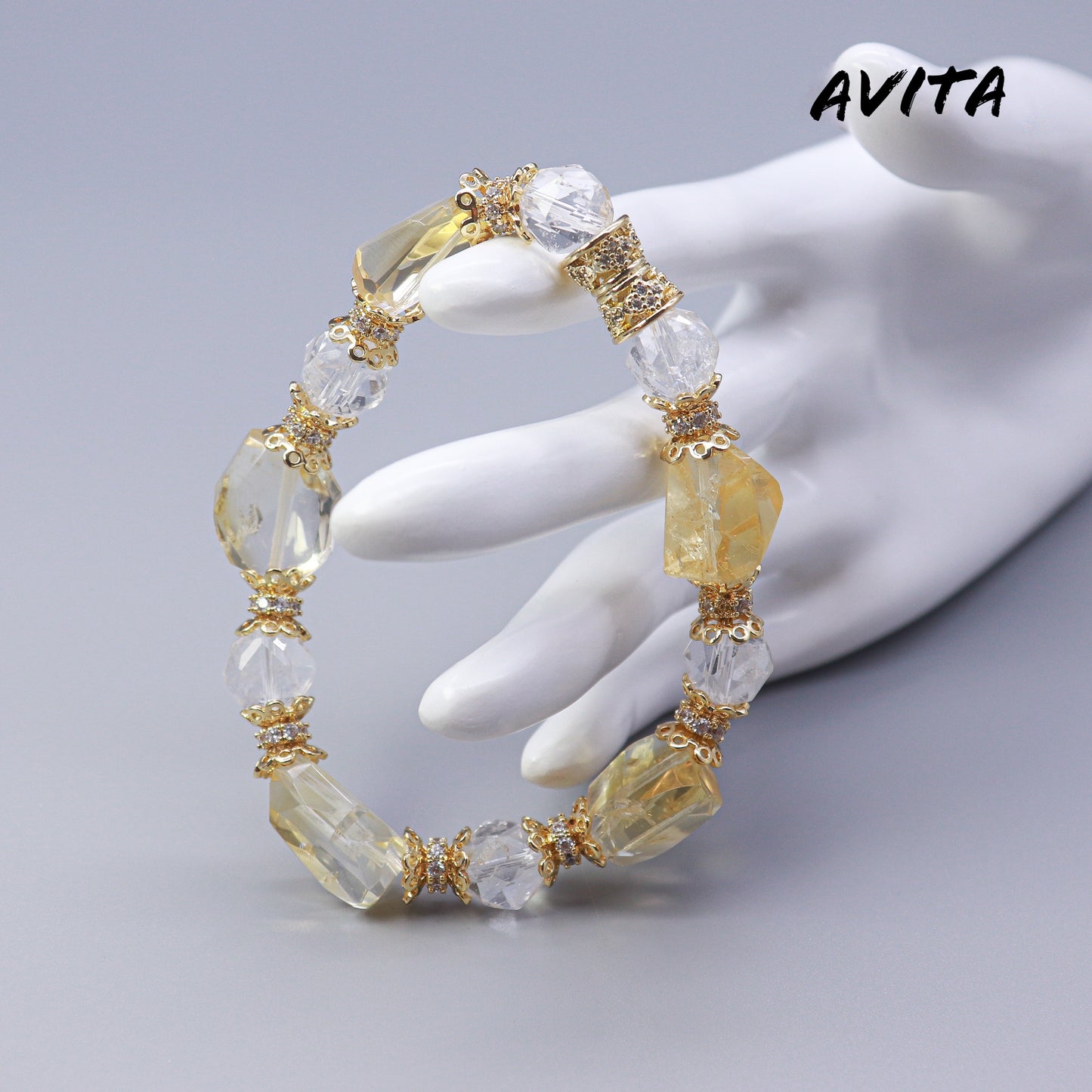 AVITA Golden Crown 15% OFF Natural Citrine Bracelet Jewelry For Energy Boost & Attracting Wealth