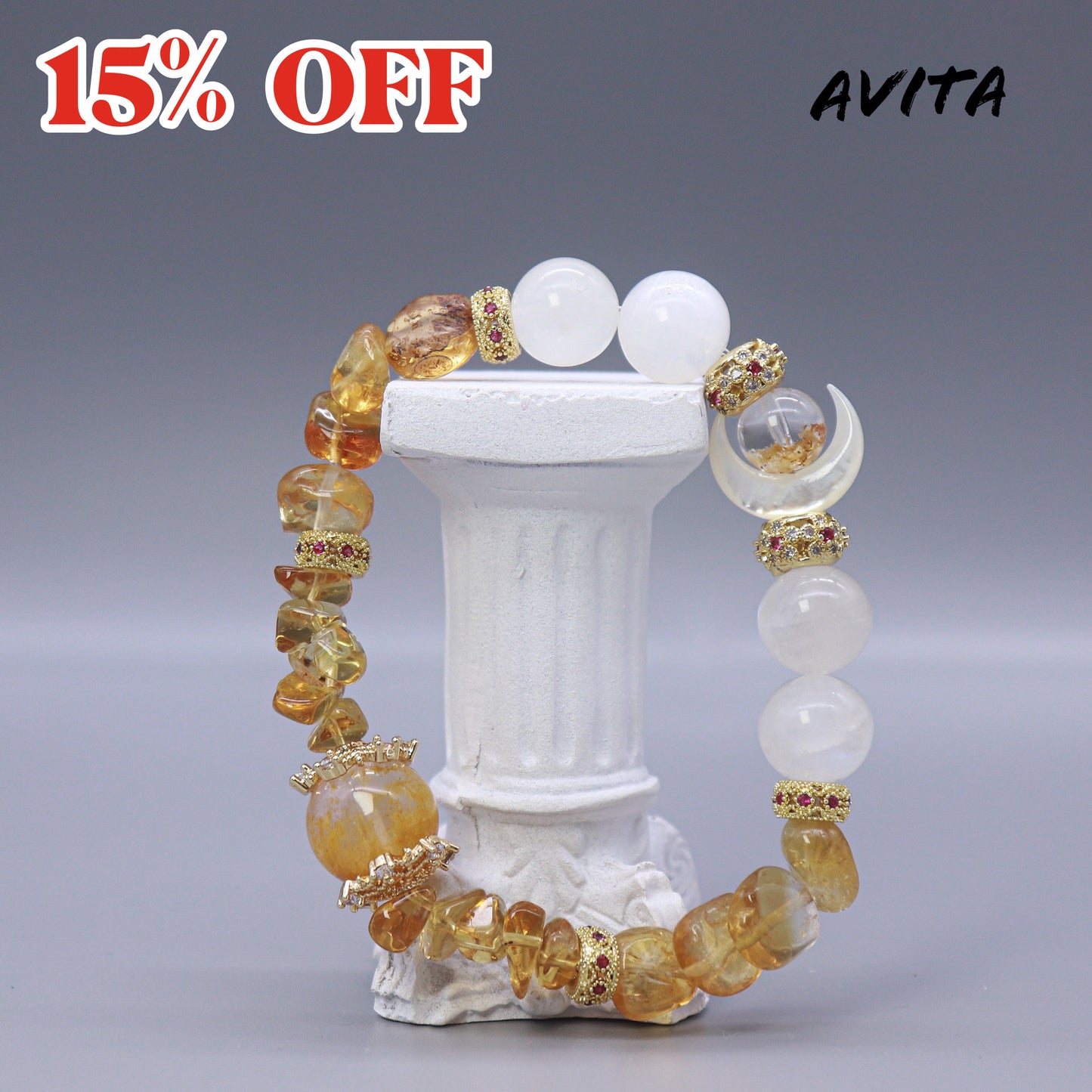 AVITA Moonlight Queen 15% OFF Natural Citrine Bracelet Jewelry For Energy Boost & Attracting Wealth