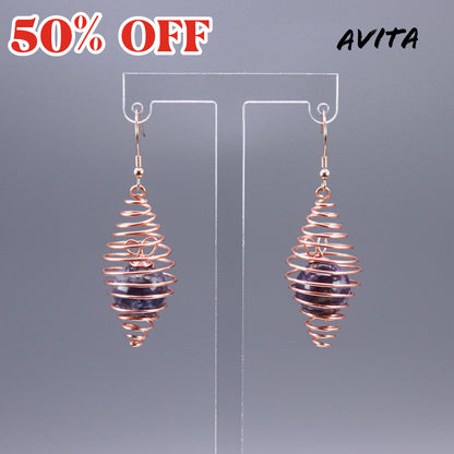 AVITA Freedom 50% OFF Lepidolite Handmade Crystal Earrings For Energy Boost & Attracting Wisdom